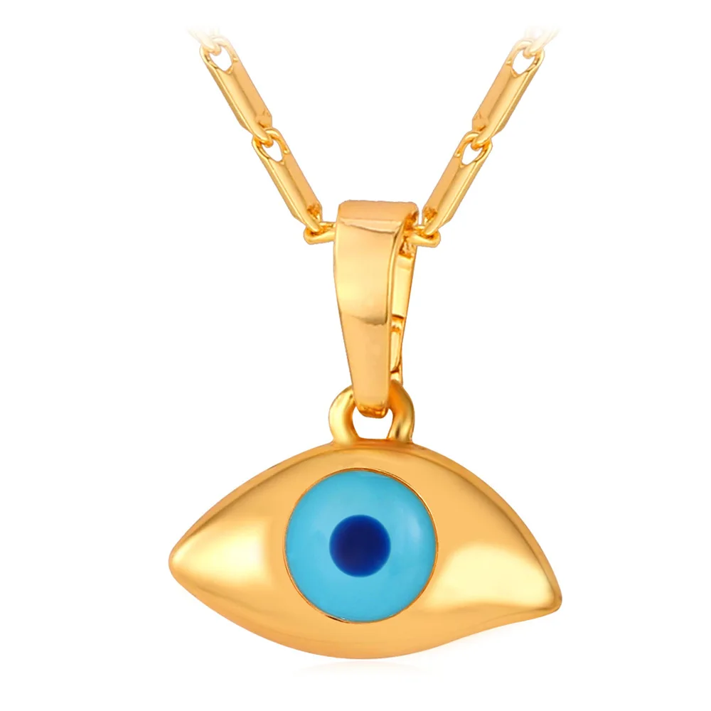 

Yellow Gold Color Evil Eyes Necklace & Pendant Lucky Jewelry For Women Fashion P236