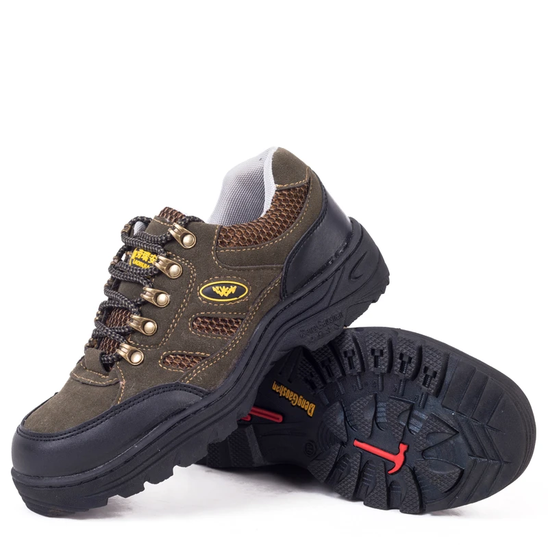 

big size men breathable steel toe cap work safety shoes outdoor hiking tooling low boots lace up protective footwear male lace