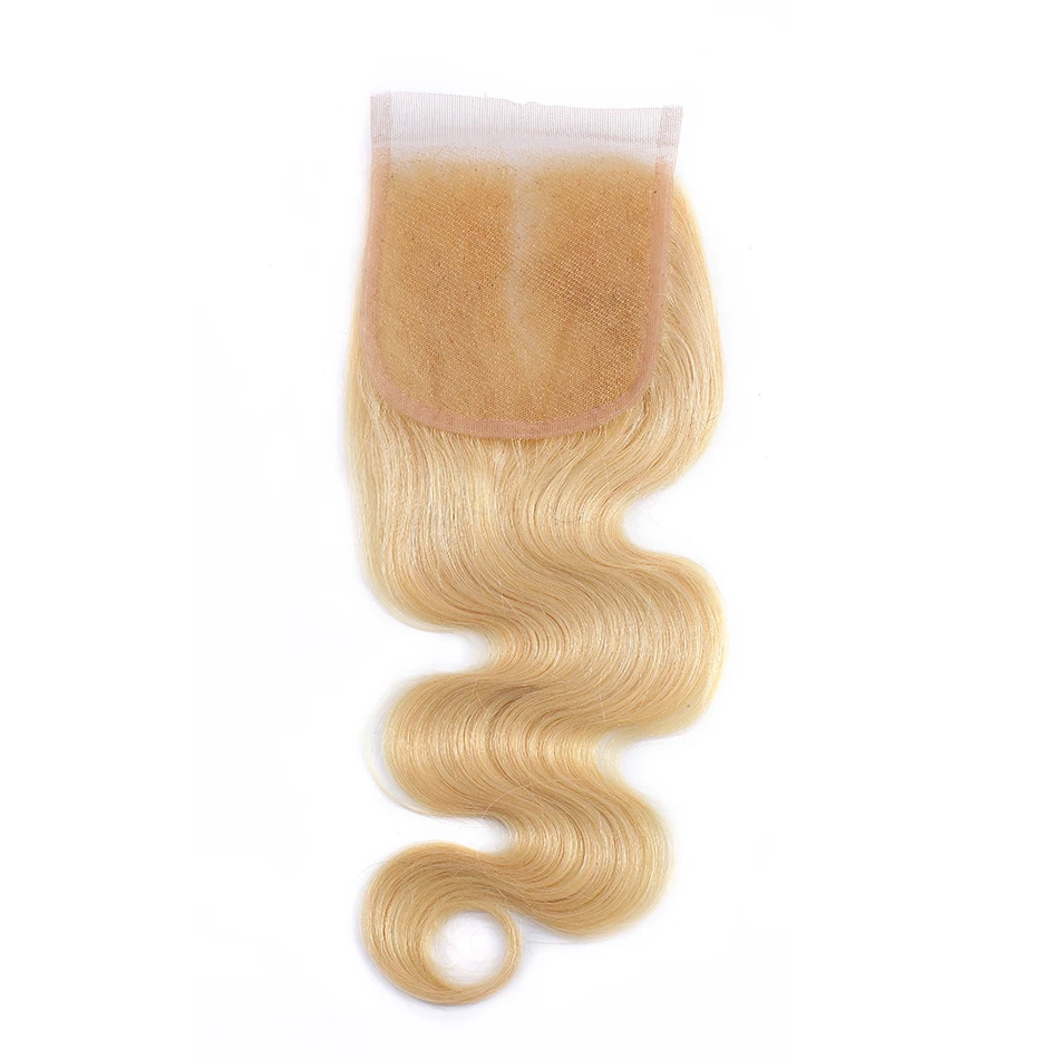 Связки 613 блонд пучок s с фронтальной бразильской волной тела с фронтальной Remy блонд человеческих волос кружева фронтальной закрытия с пучком