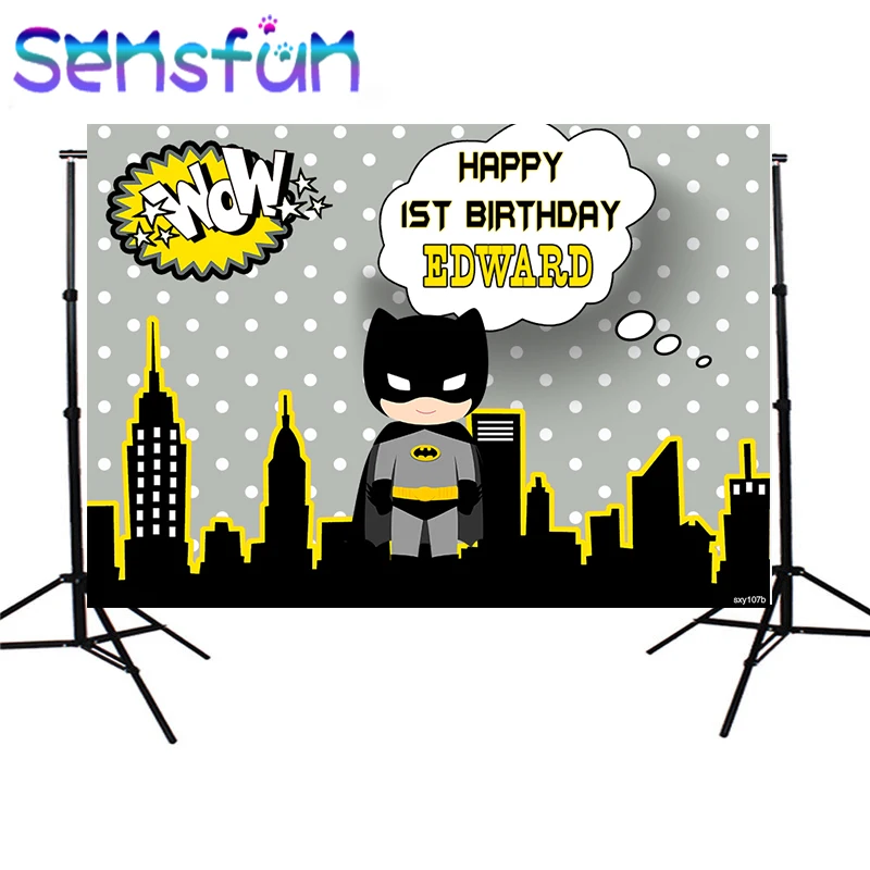 

Sxy107b Cartoon Batman Backdrops Custom Children Birthday Photocall Night Super Hero Backgrounds For Photo Studio 220x150cm