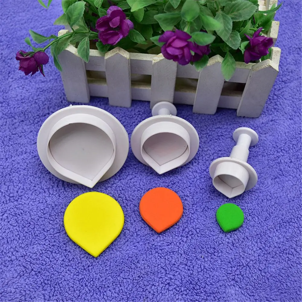 

SEAAN 3pcs/set Water Drop Shape Cookie Cutter Food Grade Plastic Cake Tool Biscuit Fondant Mold Bakeware Sugarcraft DecorationS