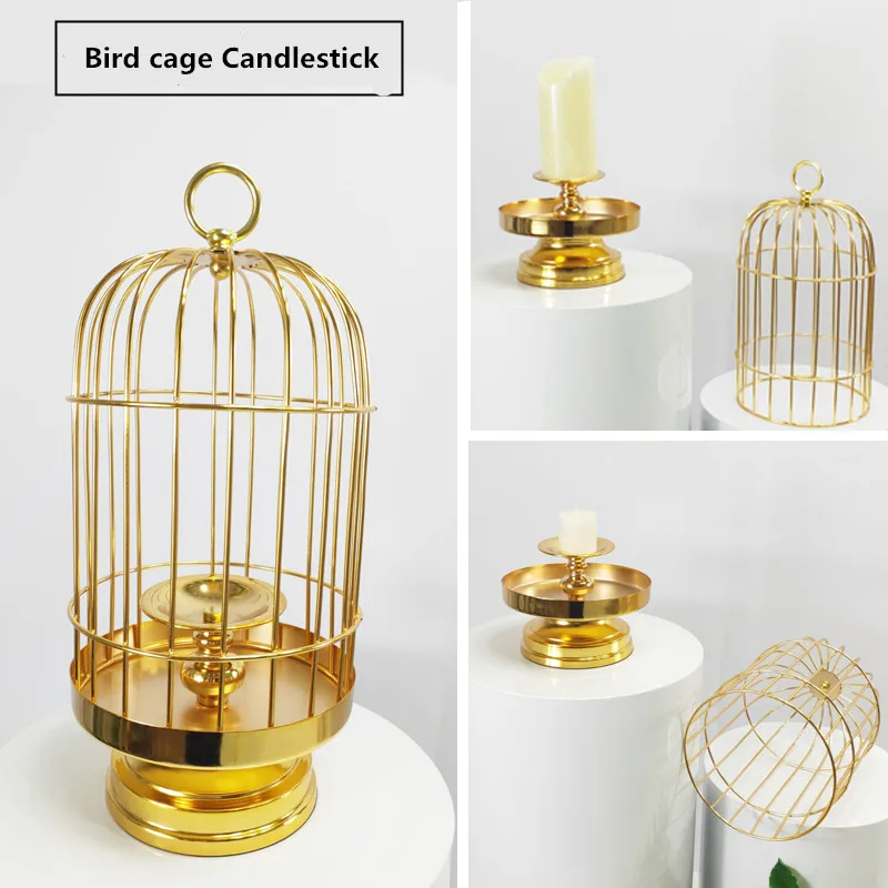 Metal Candlestick Bird Cage Shape Candlestick Fashion Wedding