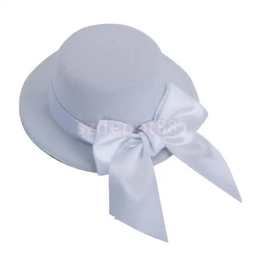 

Ladies Mini Top Hat Fascinator Burlesque Millinery w/ Bowknot - White