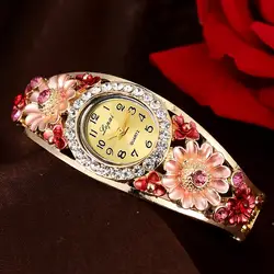 LVPAI модные роскошные золотые часы-браслет Женские Классические наручные часы с украшениями в виде цветов и драгоценных камней ЖЕНСКИЕ