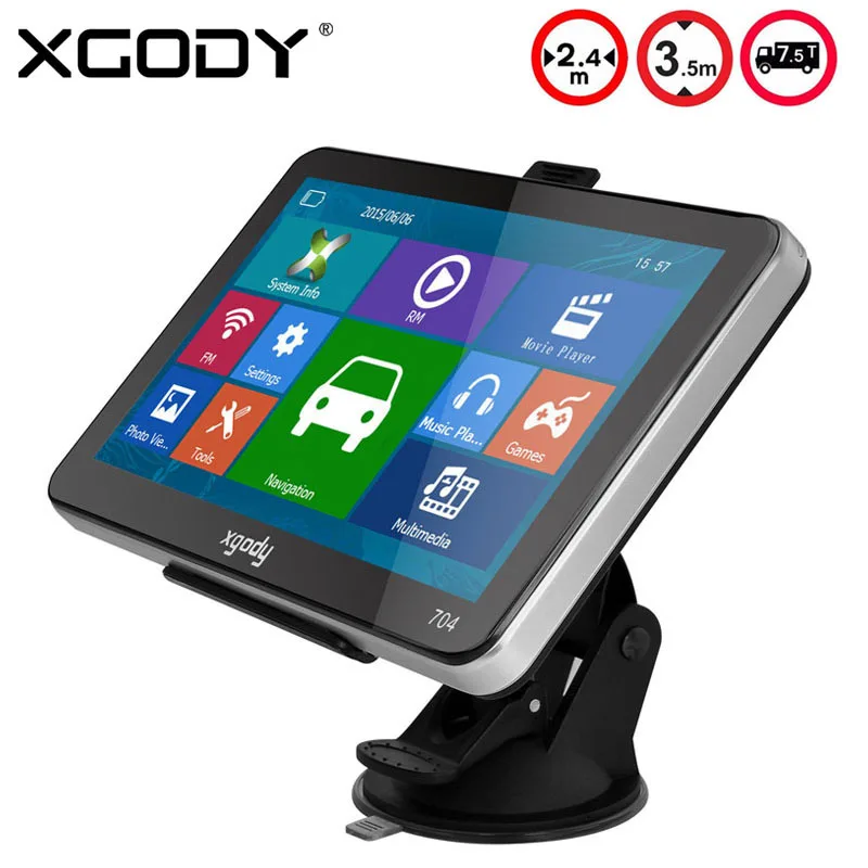  XGODY 704 7 inch Car Truck GPS Navigation 8GB Sat Nav Navigator FM 2016 Europe India Map Navitel Russia Map with Sun Shade 