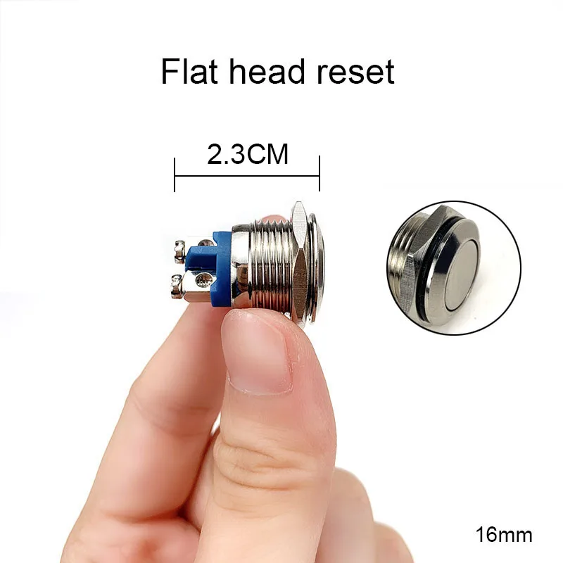 16 мм IP67 металлическая нажимная Водонепроницаемая кнопка переключателя моментальная Перезагрузка Блокировка с фиксацией Нет высокой/плоской/мгновенной круглой формы - Цвет: Flat Reset