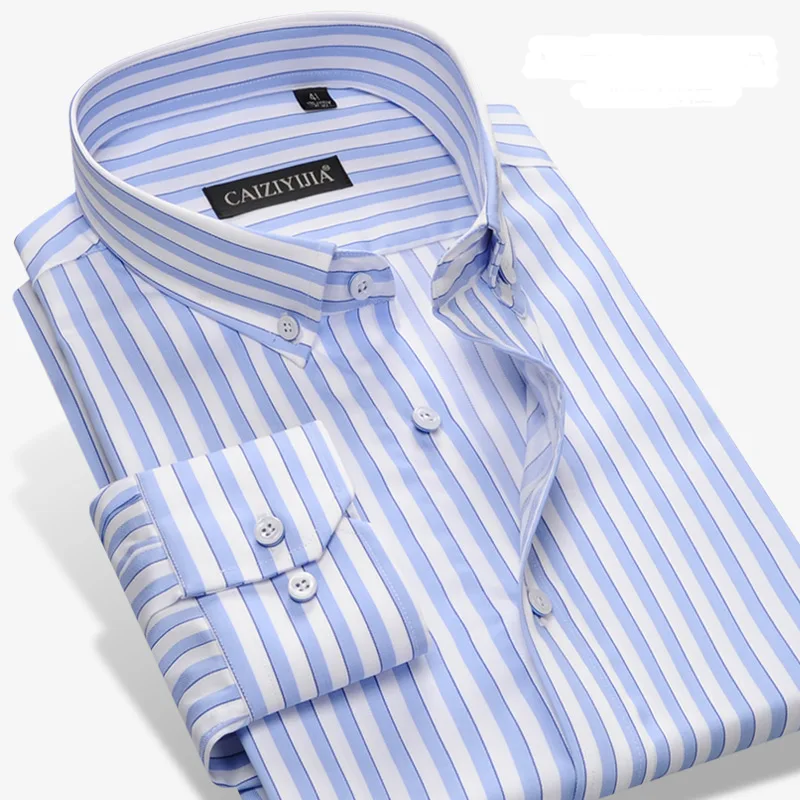 GREVOL, хлопок, грубая полосатая Мужская рубашка, формальная деловая, общественная рубашка, нежелезные рубашки с длинными рукавами высокого качества - Цвет: CZCFB521602