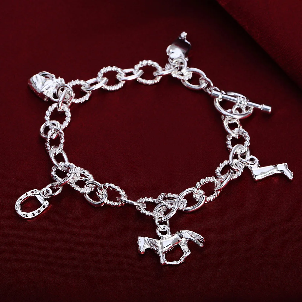 

wholesale Beautiful fashion silver color Bracelet charm Horse Popular Elegant chain high quality classic jewelry wedding H074