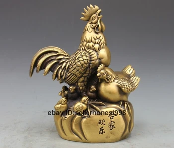 

Chinese Fengshui Bronze Copper Zodiac Mother and child Cock rooster Statue