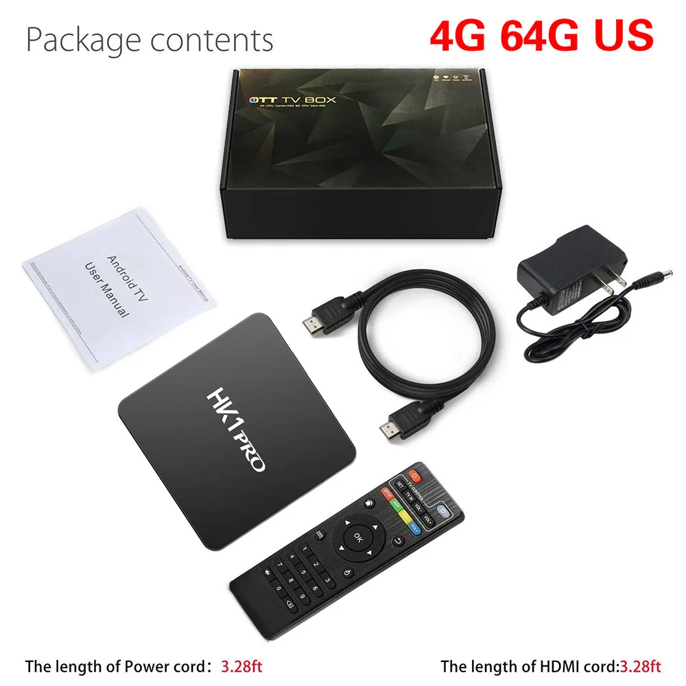 HK1 PRO Smart tv BOX Android 8,1 S905X2 LPDDR4 4+ 64 Гб 2,4 ГГц и 5 ГГц Wifi Bluetooth 4K 3D медиаплей приставка Stem Assistent - Цвет: 4G 64G US