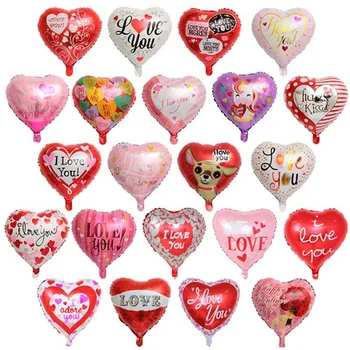 

50pcs 18inch Heart Shape Helium Foil Balloons I Love You Balloon Bridel Valentine's Day Wedding Birthday Party Decor Supplies