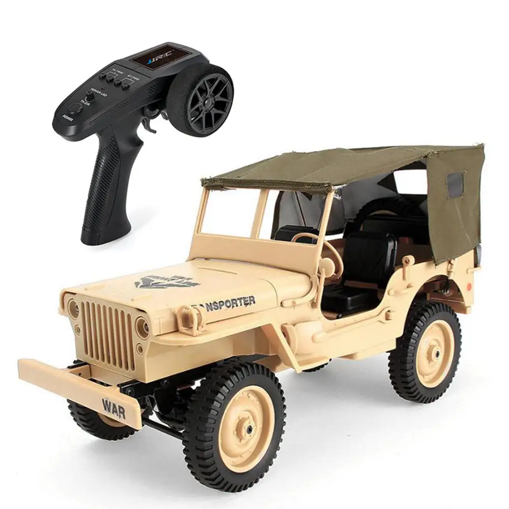 1:10 классический 4WD пульт дистанционного управления военный Jeep 2,4G RC внедорожный автомобильный транспортер-6 армейские игрушечные модели автомобилей с навесом светодиодный - Цвет: Цвет: желтый