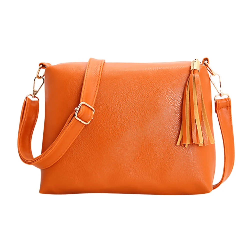Xiniu модная женская сумка с кисточками, кожаная сумка через плечо, сумки-мессенджеры для женщин - Цвет: Orange