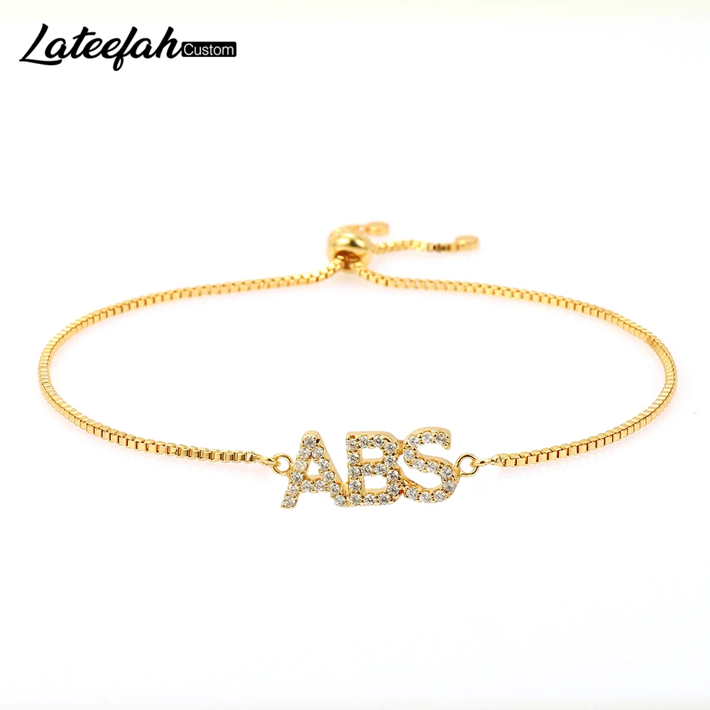 

Custom Zircon Name Bracelet Personalized Women Bracelet Copper Customize Initial Charm Bracelet For Etsy Fashion Name Jewelry