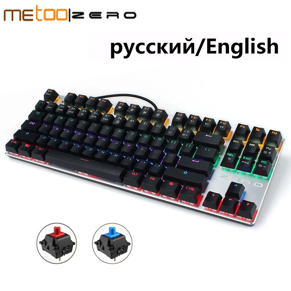 Metoo Zero Механическая игровая клавиатура Проводная с подсветкой teclado 104/87 клавиша