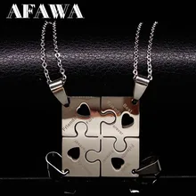 Best Friends Pendant Necklace Women Men Jewelry Puzzle Friendship Necklace Jewellery Silver Stainless Steel Neckless N6101 friends f12 stainless steel combination lock silver