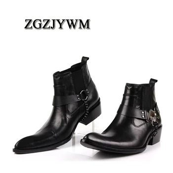 

ZGZJYWM Spring/Summer Black/Red Boots Elastic Band Pointed Toe Bullock Patterns Oxford Dress Shoes For Men Ankle Boots