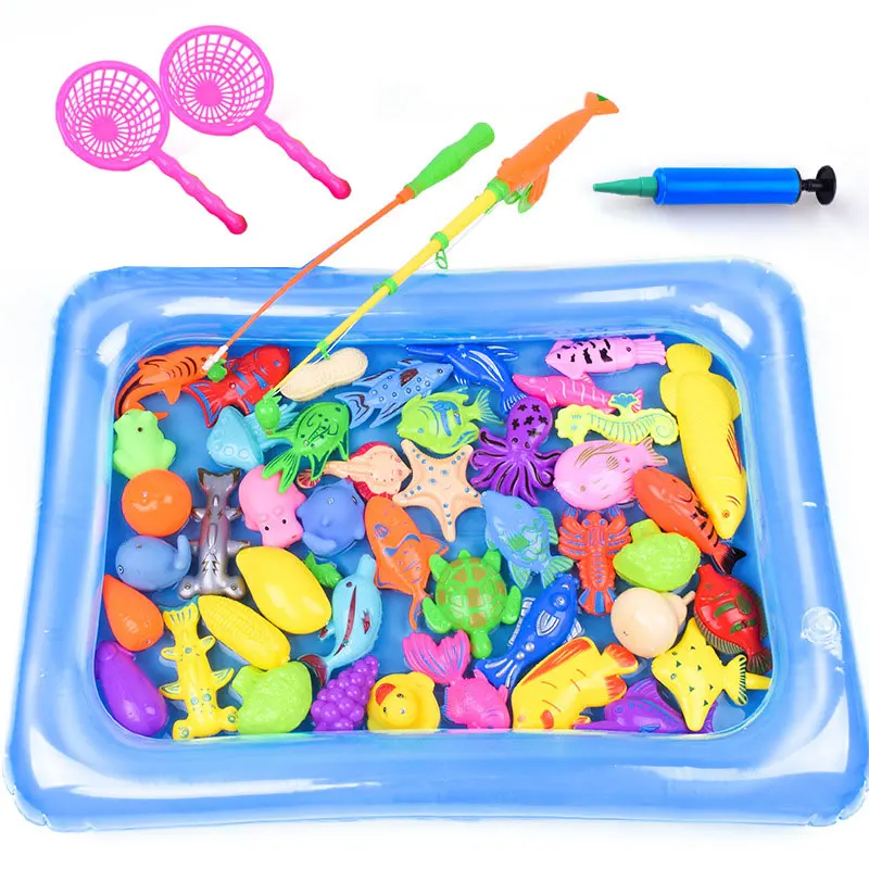 

Inflatable pool Magnetic Fishing Toy Rod Net Set For Kids Child Model Play Fishing Games Outdoor Toys