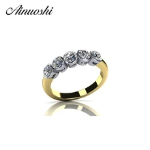 AINUOSHI, кольца круглой огранки, Ювелирное кольцо для женщин, Bijoux Row, сверлильная линия, 925 пробы, серебро, желтое золото, вечерние кольца, Sona Band