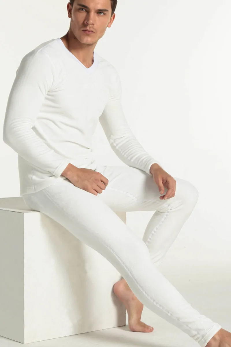 Зимние мужские кальсоны, плотные мужские комплекты нижнего белья, плюс бархатные теплые длинные кальсоны с v-образным вырезом, термобелье, брюки