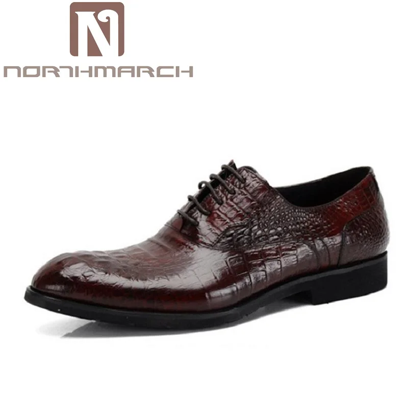 Inverno Calçados De Formal Crocodilo Elegante Homens Italianos Northmarch Sapatos Masculinos Moda Vestido Couro Preto Oxford Padrão marrom Luxo x1qw7C0xY