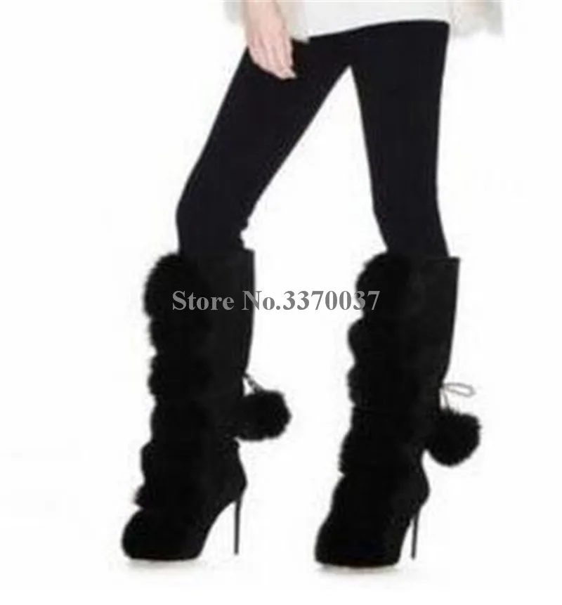 Botas Gruesa Invierno Tacón Negro Mujeres Lace De Alta Soplador Heel Piel Encanto Rodilla Punta Redonda up Thin xwvYCUwq