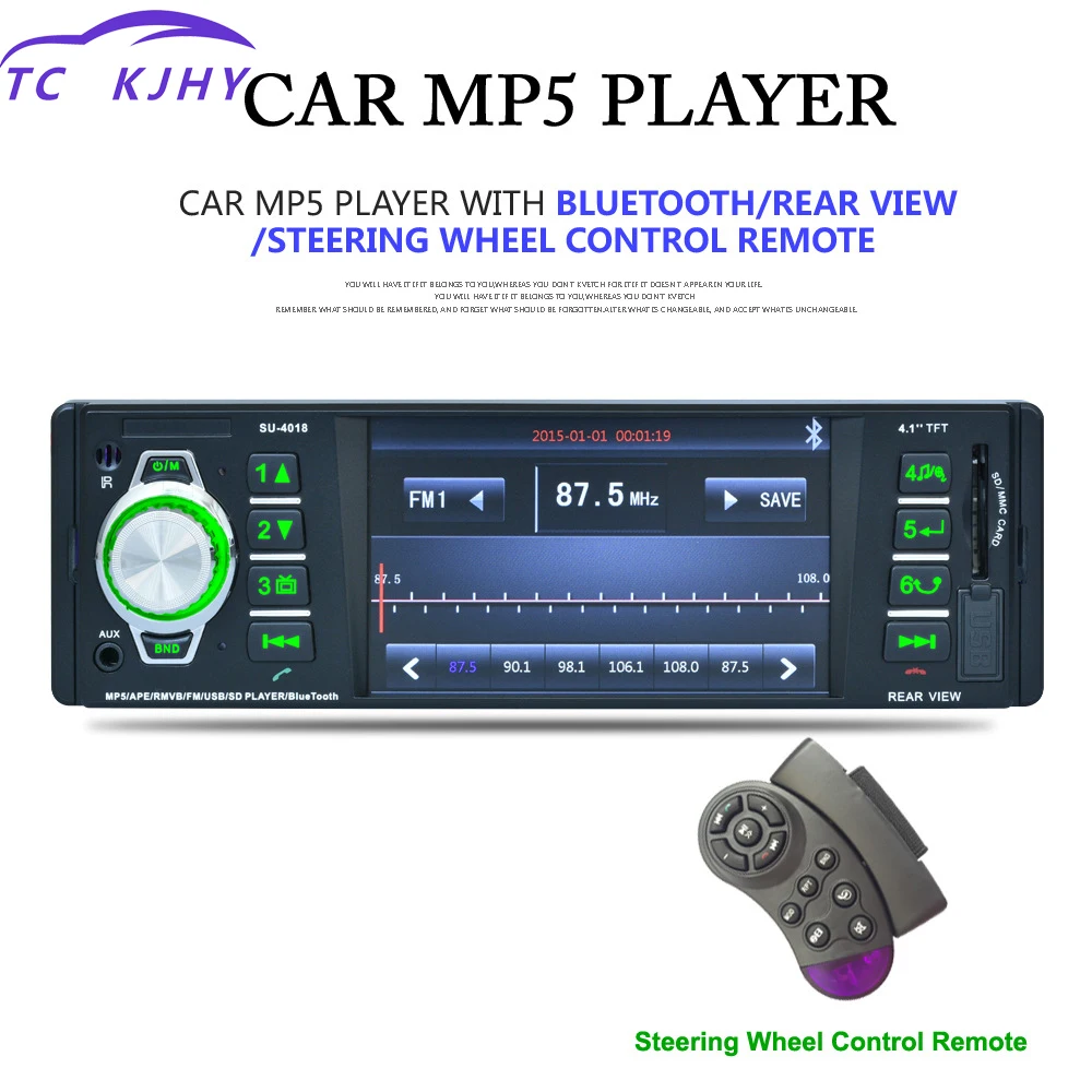 

Auto Bluetooth Radio Player Car MP3 Card Player 4.1 Inch OLED Color Screen Car MP5 Player U Disk Support Backing Image Display