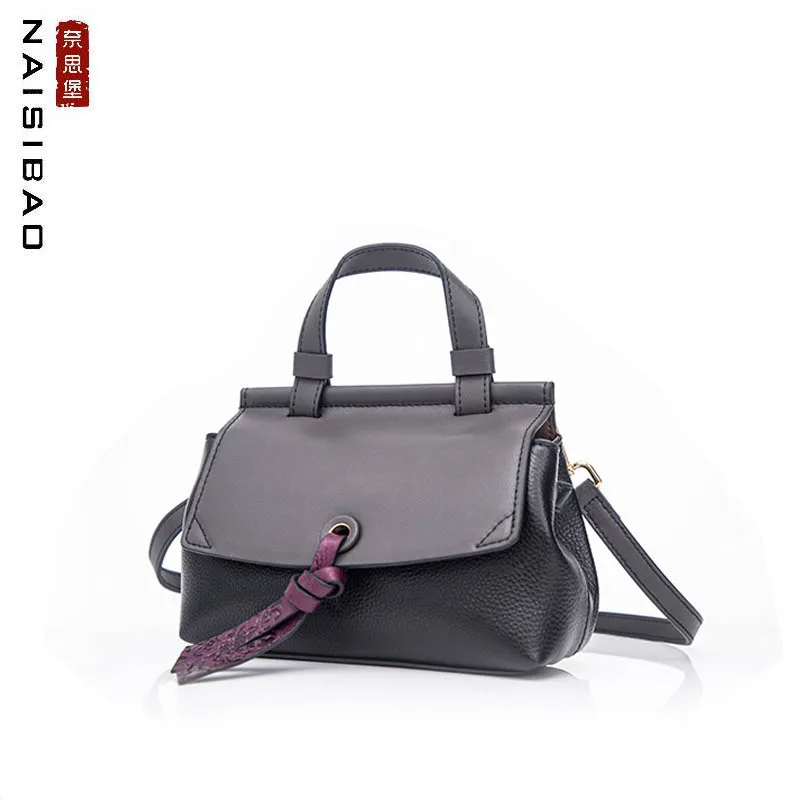 

NAISIBAO 2019 New women Genuine Leather bag Embossed top cowhide luxury designer fashion tote women genuine leather handbags