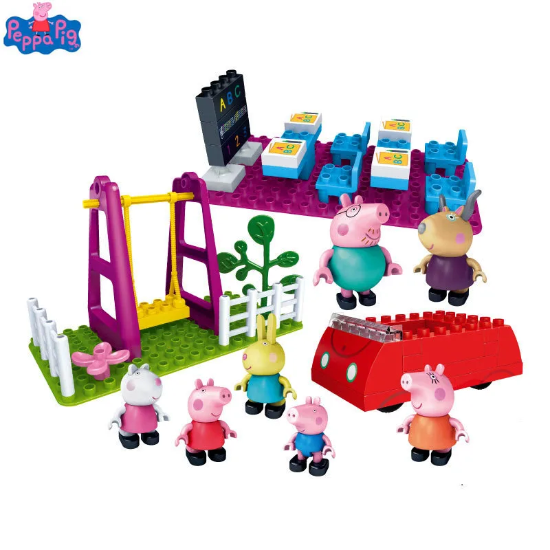 

New Arrival Genuine Peppa Pig Figure Sceney Toy Peppa's School Life with Family Friends Rebecca Kaidi Teacher Toys for Kids