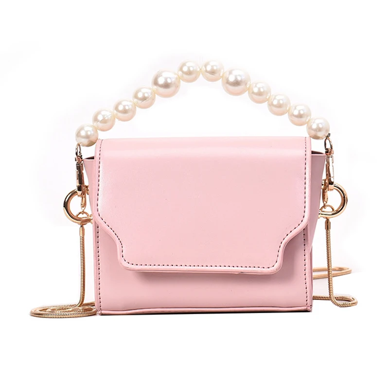 

Women'S Shoulder Messenger Bag Wild Small Square Bag Flip Chic Chain Bag Female Pearl Tote