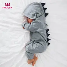 Детский комбинезон для новорожденных мальчиков и девочек; комбинезон с капюшоном и рисунком динозавра; одежда; кавайная однотонная одежда; комбинезон для мальчиков и девочек