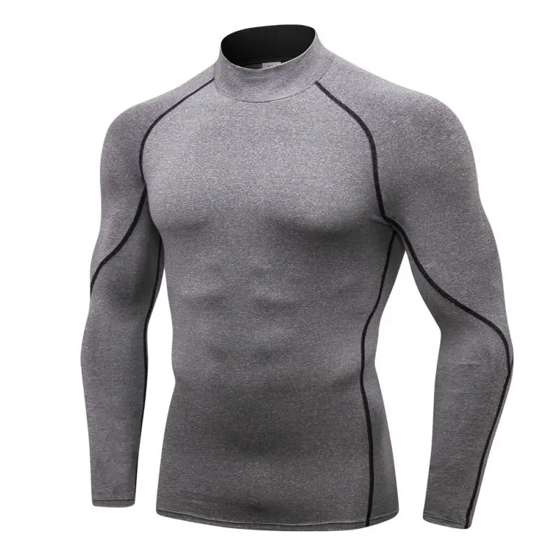 Мужские футболки с длинным рукавом speed Dry, фитнес, высокий воротник, футболки для тренировок - Цвет: 06