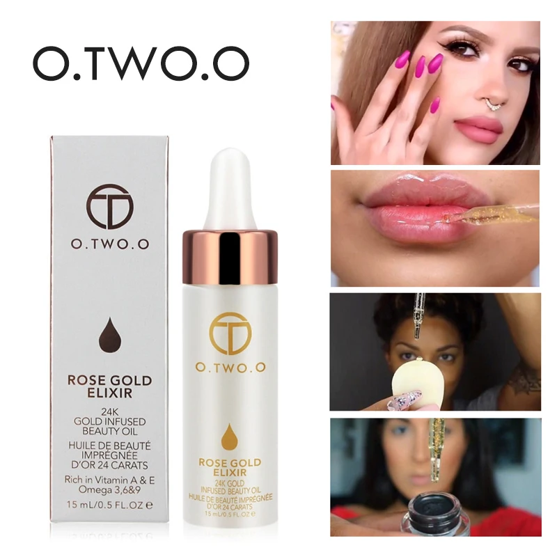 O.two.o 24k Rose Gold Elixir Skin Make Up Oil For Face Essential Oil Before Primer Foundation