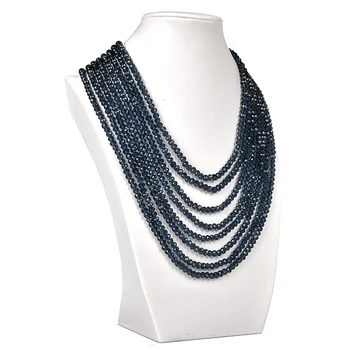 

Imperial Gray 8 rows 4*6 mm faceted beads Round High -end Accessories Glass Crystal gemstone necklace.