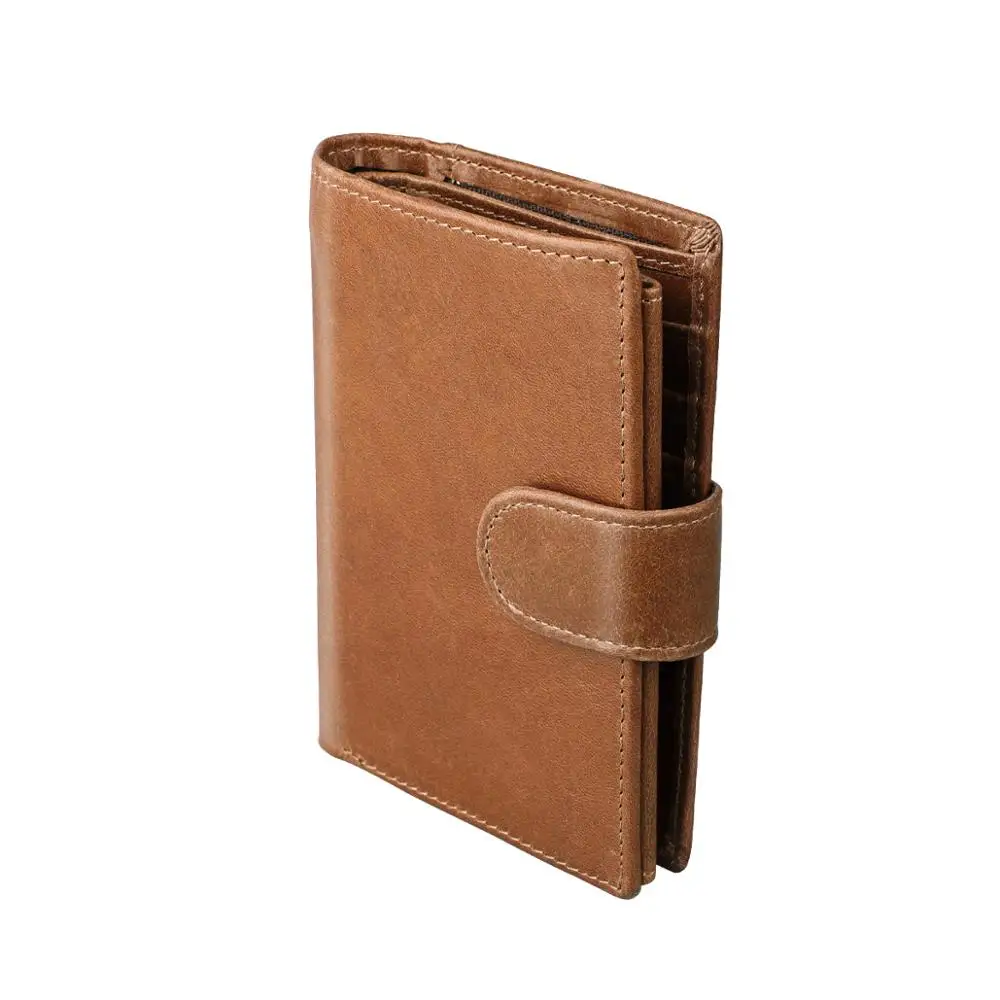 

Vintage Genuine Leather Men's Wallet RFID Protected Button with Coin Pocket GLWM04