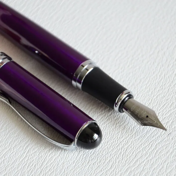 Перьевая ручка JINHAO X750 фиолетовая цилиндрическая перьевая 18KGP с широким