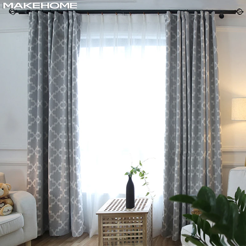 

Pink Gray Coffee Blackout Modern Curtains For Bedroom Living Room Kitchen Geometric Linen Curtains Jacquard Blinds Drapes