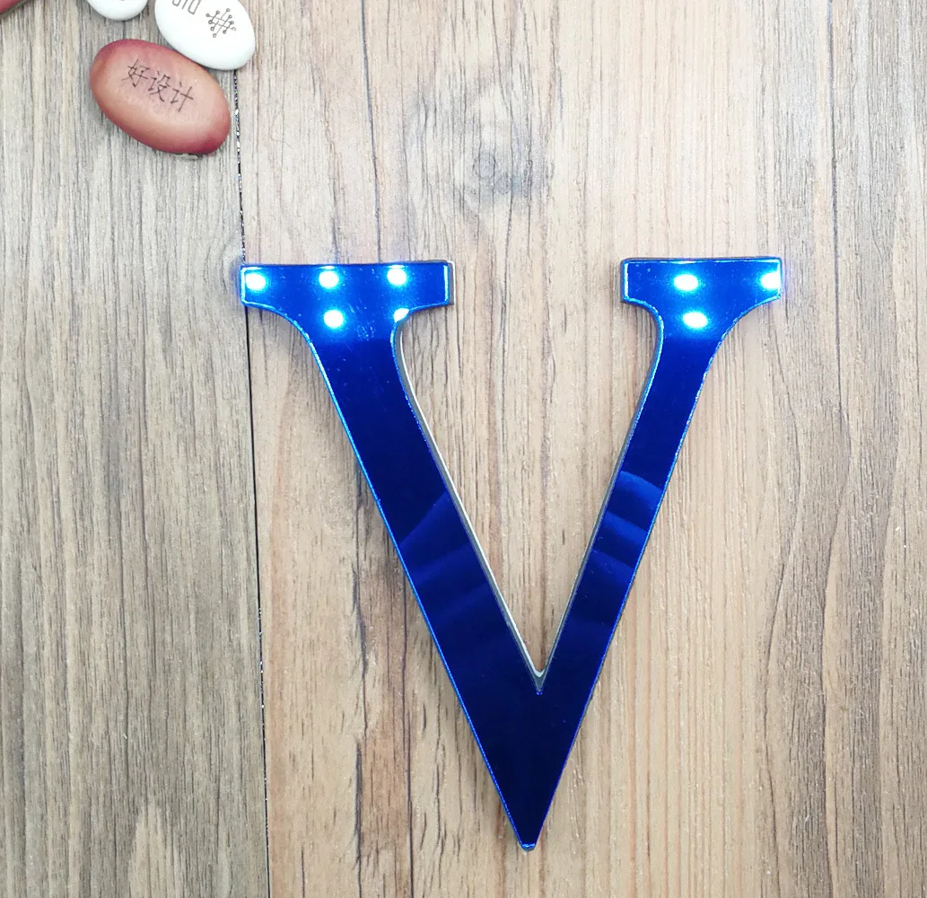 DIY синие акриловые буквы 26 английские отдельно стоящие буквы Алфавит огни свадебные украшения для дома и офиса - Цвет: V