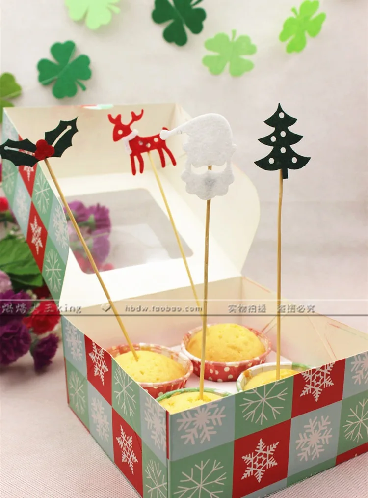1 шт. Рождественский торт коробка 4 чашки торт упаковка коробка кекс открытая коробка для пирожных с окошком