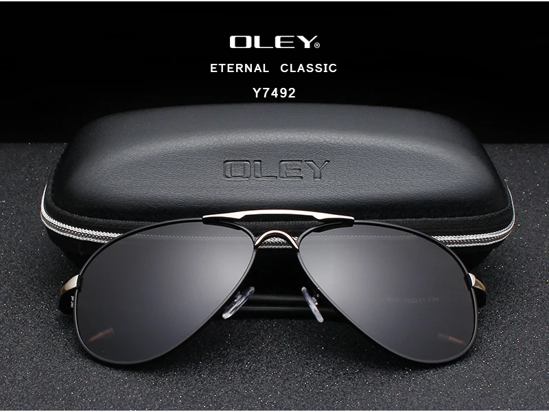 OLEY, Брендовые мужские поляризованные солнцезащитные очки, классические, пилот, солнцезащитные очки, покрытие линз, оттенки для мужчин/женщин, полный набор, коробка, настраиваемый логотип