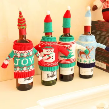 

Plush Cute Snowmen Wine Bottle Cover Bag Banquet Christmas Dinner Party Table Decor Santa Claus Festive New Years Supplies 50