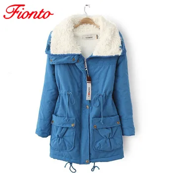 

Winter Woman Coats 2019 Korean Fashion Female Thick Cotton Coats Women's Casual Solid Color Large Size Long Lambskin Coat AN1154