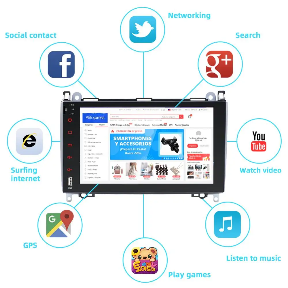 Best 2 din android 9.0 car dvd player for Mercedes Benz B-Class W245 A-Class W169 Viano Vito W639 Sprinter W906 car multimedia player 3