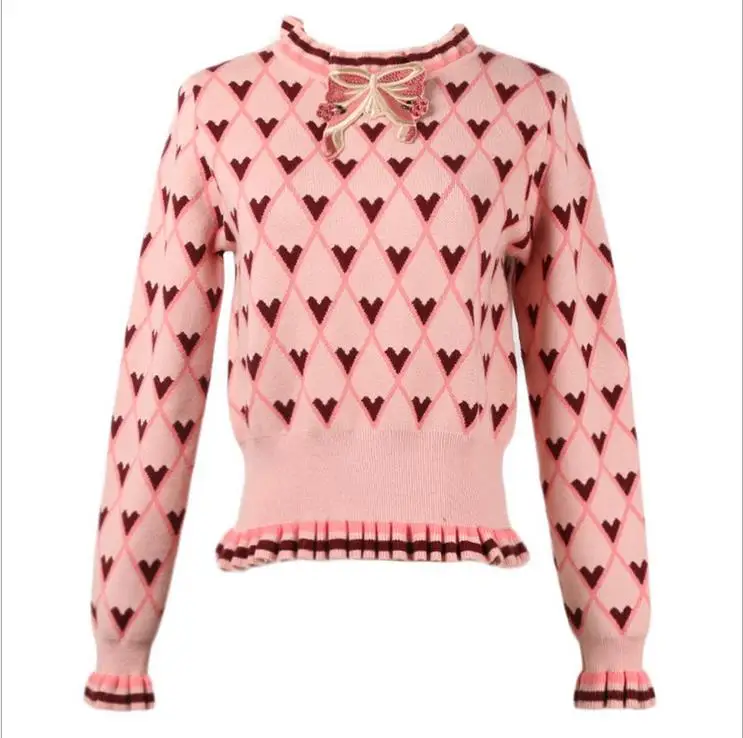 Aliexpress.com : Buy 2018 Winter Long Sleeve Ruffled Collar Heart Sweaters Women Sweet Heart 
