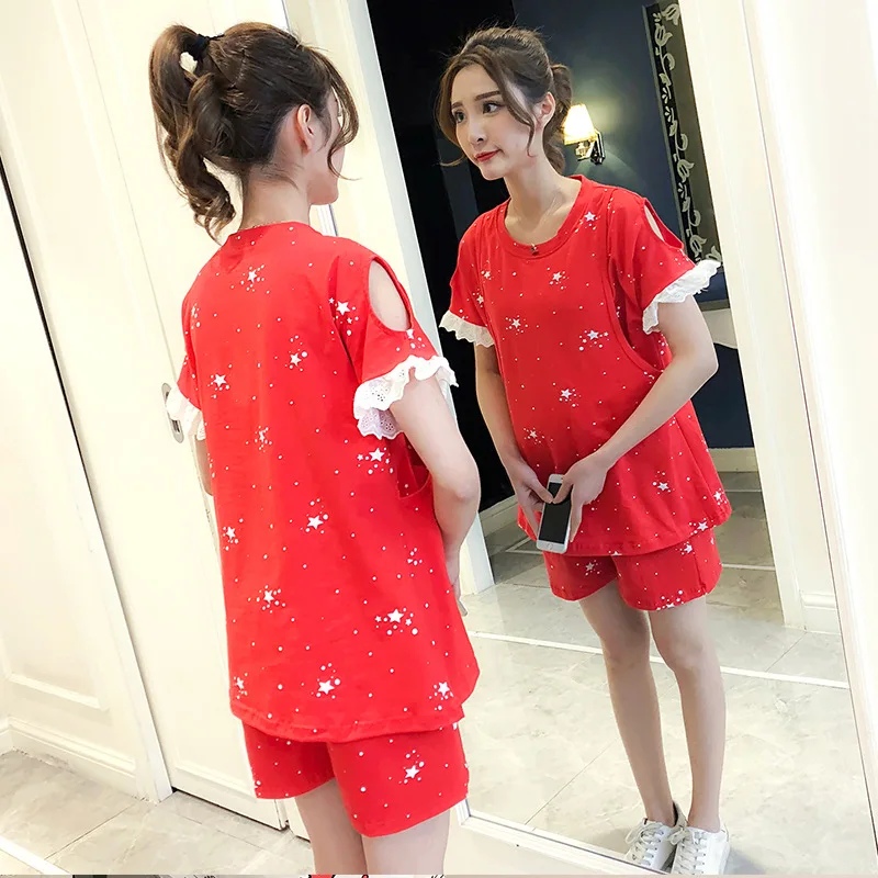100% Cotton Maternity Nursing Clothes for pregnant women pajamas breast-feeding clothes Lace Sleep home set feeding large yards 100% Cotton Maternity Nursing Clothes for pregnant women pajamas breast-feeding clothes Lace Sleep home set feeding large yards