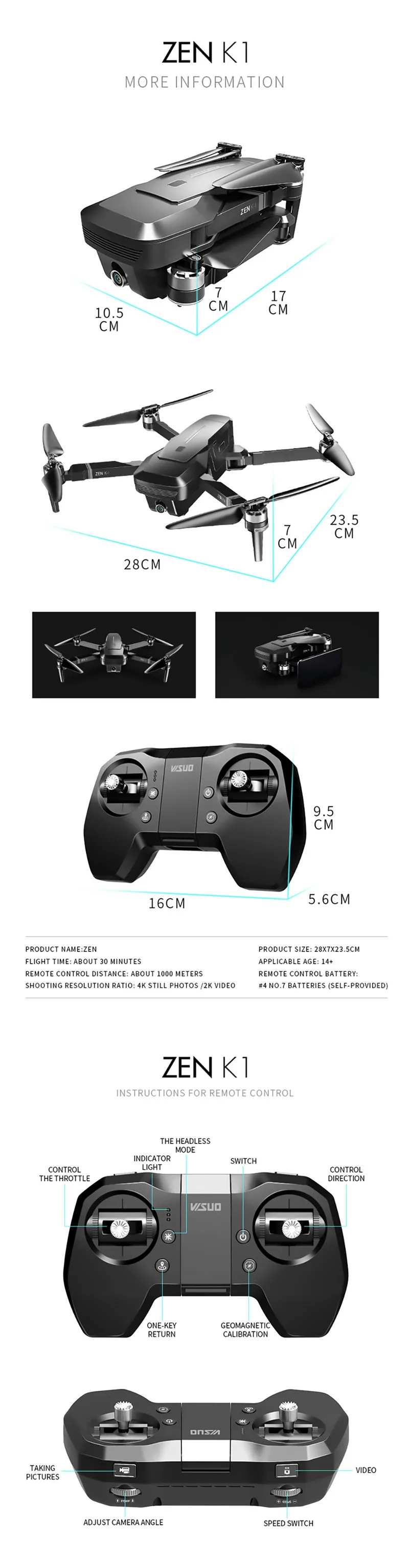 VISUO ZEN K1 5G wifi FPV gps с 4 K 720 P HD Двойная камера 90 градусов широкоугольный бесщеточный складной Радиоуправляемый Дрон Квадрокоптер вертолет