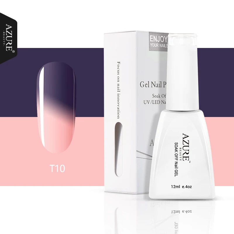 T10 Azure beauty термальный Хамелеон УФ-гель для ногтей замочить от Led Гибридный гель лак для ногтей температура УФ лак для ногтей 12 мл - Цвет: T10