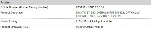 6es7321-1bh02-0aa0 цифровой Вход модуль, simatic s7-300 6ES7 321-1bh02-0aa0, 16di, 24 В DC, 1x20 pin 6es73211bh020aa0