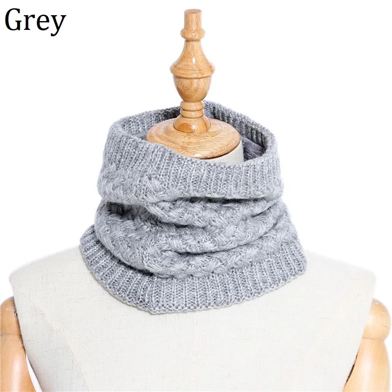 Grey Женские шарфы зимние женские мужские трикотажные кольца Воротник шарф на шею теплые кашемировые трубки унисекс толстые теплые шарфы для мальчиков и девочек - Цвет: Grey