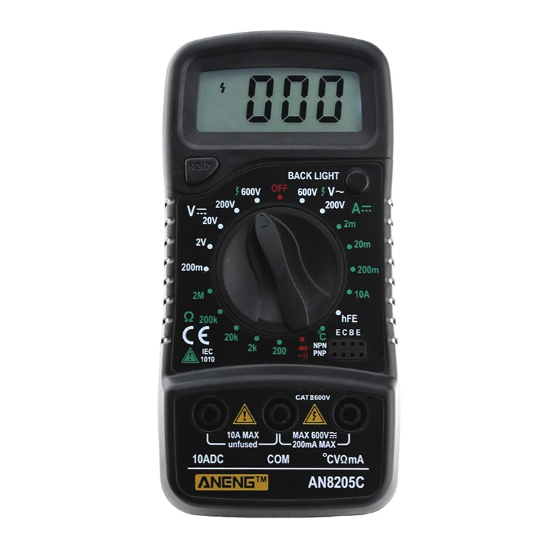

Portable AN8205C LCD Digital Multimeter Multi Meter AC/DC Voltage Meter DC Ammeter Resistance With Temperature Tester